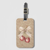 Gouden Glitter Rode Kersen Bagagelabel (Voorkant (verticaal))