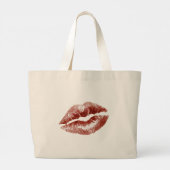 Gouden Glitter Rode Kersen Grote Tote Bag (Achterkant)