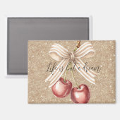 Gouden Glitter Rode Kersen Magneet (Voorkant / Achterkant)