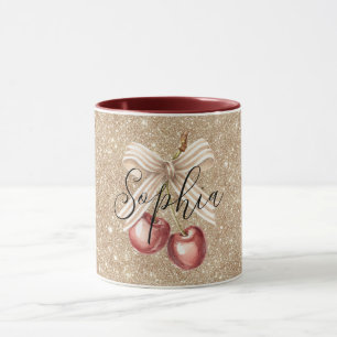 Gouden Glitter Rode Kersen Mok