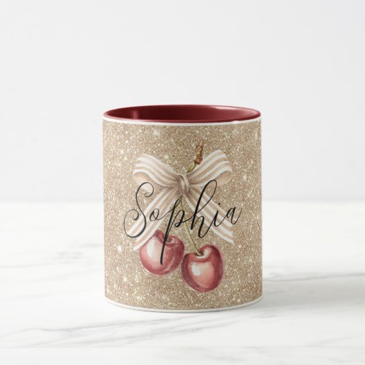 Gouden Glitter Rode Kersen Mok (Midden)