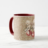 Gouden Glitter Rode Kersen Mok (Voorkant links)