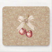Gouden Glitter Rode Kersen Muismat (Voorkant)