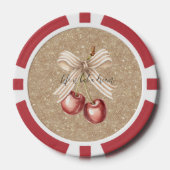 Gouden Glitter Rode Kersen Poker Chips (Voorkant)