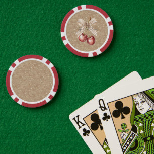 Gouden Glitter Rode Kersen Poker Chips