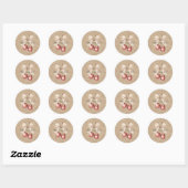 Gouden Glitter Rode Kersen   Ronde Sticker (Vel)