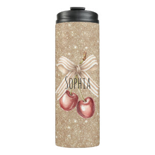 Gouden Glitter Rode Kersen Thermosbeker