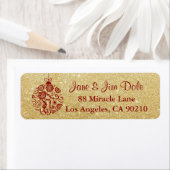 Gouden Glitter Rode Kerstmis Ornament Winter Label (Insitu)