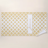 Gouden Glitter Rombisch Patroon Strandlaken (Voorkant)