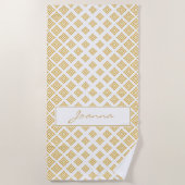 Gouden Glitter Rombisch Patroon Strandlaken (Voorkant)