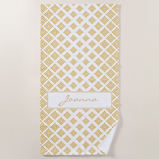 Gouden Glitter Rombisch Patroon Strandlaken (Voorkant)