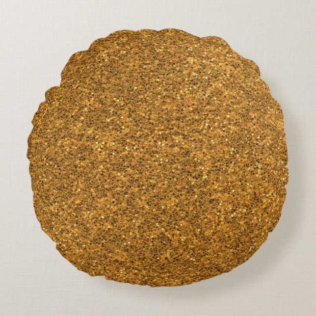 Gouden Glitter Rond Kussen (Voorkant)