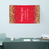 Gouden Glitter Rood 40e Verjaardag Verticaal Spandoek (Beurs)