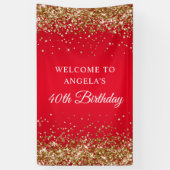 Gouden Glitter Rood 40e Verjaardag Verticaal Spandoek (Verticaal)