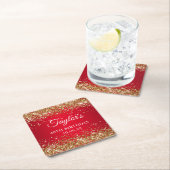 Gouden Glitter Rood 40ste verjaardag Kartonnen Onderzetters (Insitu)