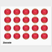 Gouden Glitter Rood 50ste verjaardag Ronde Sticker (Vel)