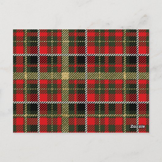 Gouden Glitter Rood en Groen Geplakt Kerstfeest Briefkaart (Achterkant)