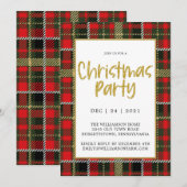 Gouden Glitter Rood en Groen Geplakt Kerstfeest Kaart (Voorkant / Achterkant)