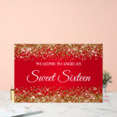 Gouden Glitter Rood Zoet Zestien Acryl Bord (Huwelijk)
