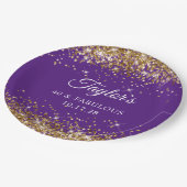 Gouden Glitter Royal Paarse 40 & Fabulous Papieren Bordje (Gekanteld)