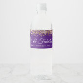 Gouden Glitter Royal Paarse 40 & Fabulous Waterfles Etiket (Voorkant)