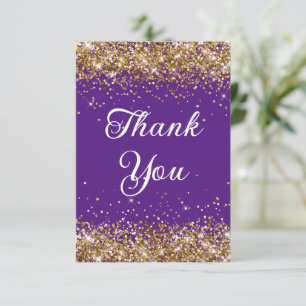 Gouden Glitter Royal Paarse 40e Verjaardag Bedankkaart