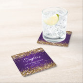 Gouden Glitter Royal Paarse 40e Verjaardag Kartonnen Onderzetters (Insitu)