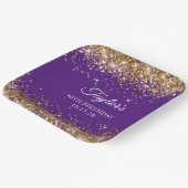 Gouden Glitter Royal Paarse 40e Verjaardag Papieren Bordje (Gebogen)