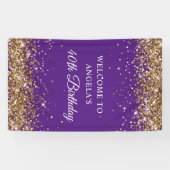 Gouden Glitter Royal Paarse 40e Verjaardag Vertica Spandoek (Horizontaal)