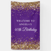 Gouden Glitter Royal Paarse 40e Verjaardag Vertica Spandoek (Verticaal)