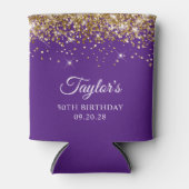 Gouden Glitter Royal Paarse 50e Verjaardag Blikjeskoeler (Voorkant)