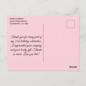 Gouden Glitter Roze 21e Verjaardag Dank u Briefkaart (Achterkant)