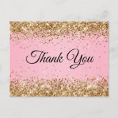 Gouden Glitter Roze 21e Verjaardag Dank u Briefkaart (Voorkant)