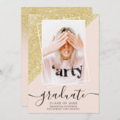 Gouden Glitter roze afstuderen foto afstuderen Kaart (Voorkant / Achterkant)
