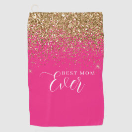 Gouden Glitter Roze Beste Mam Ooit Golfhanddoek