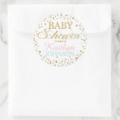 Gouden Glitter Roze Blauw Twins Baby shower Label (Tas)