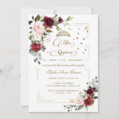 Gouden glitter Roze Bloem Mis Quince Quinceañera Kaart (Voorkant)