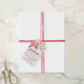 Gouden Glitter Roze Bloemen Afstuderen Cadeaulabel (Met Touw)