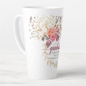 Gouden Glitter Roze Blush Marsala Bloemen Afstuder Latte Mok (Linkerhoek)