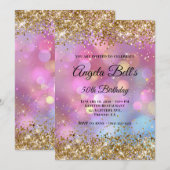 Gouden Glitter Roze Bokeh Kaart (Voorkant / Achterkant)