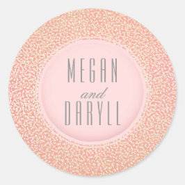 Gouden Glitter  Roze Bruiloft Ronde Sticker