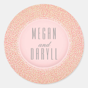 Gouden Glitter Roze Bruiloft Ronde Sticker