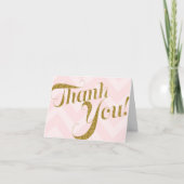 Gouden glitter Roze Chevron Bedankt Card Oh Baby (Voorkant)