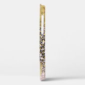 Gouden Glitter Roze Chique Leopard Print Script Na Case-Mate iPhone Case (Achterkant / Links)