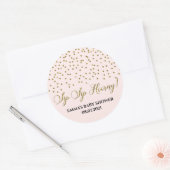Gouden Glitter Roze Confetti Sip Hooray Ronde Sticker (Envelop)