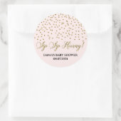 Gouden Glitter Roze Confetti Sip Hooray Ronde Sticker (Tas)