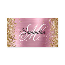 Gouden Glitter Roze Folie Fancy Monogram