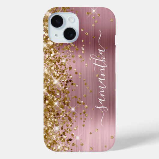 Gouden Glitter Roze Folie Moderne Meisjesachtige H Case-Mate iPhone Case (Achterkant)