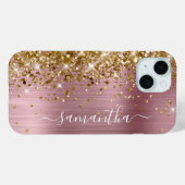 Gouden Glitter Roze Folie Moderne Meisjesachtige H Case-Mate iPhone Case (Achterkant (horizontaal))