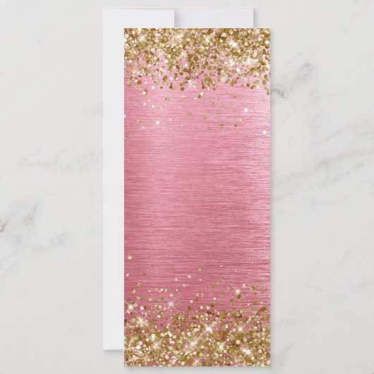 Gouden Glitter Roze Geborstelde Folie 50ste Verjaa Kaart (Achterkant)